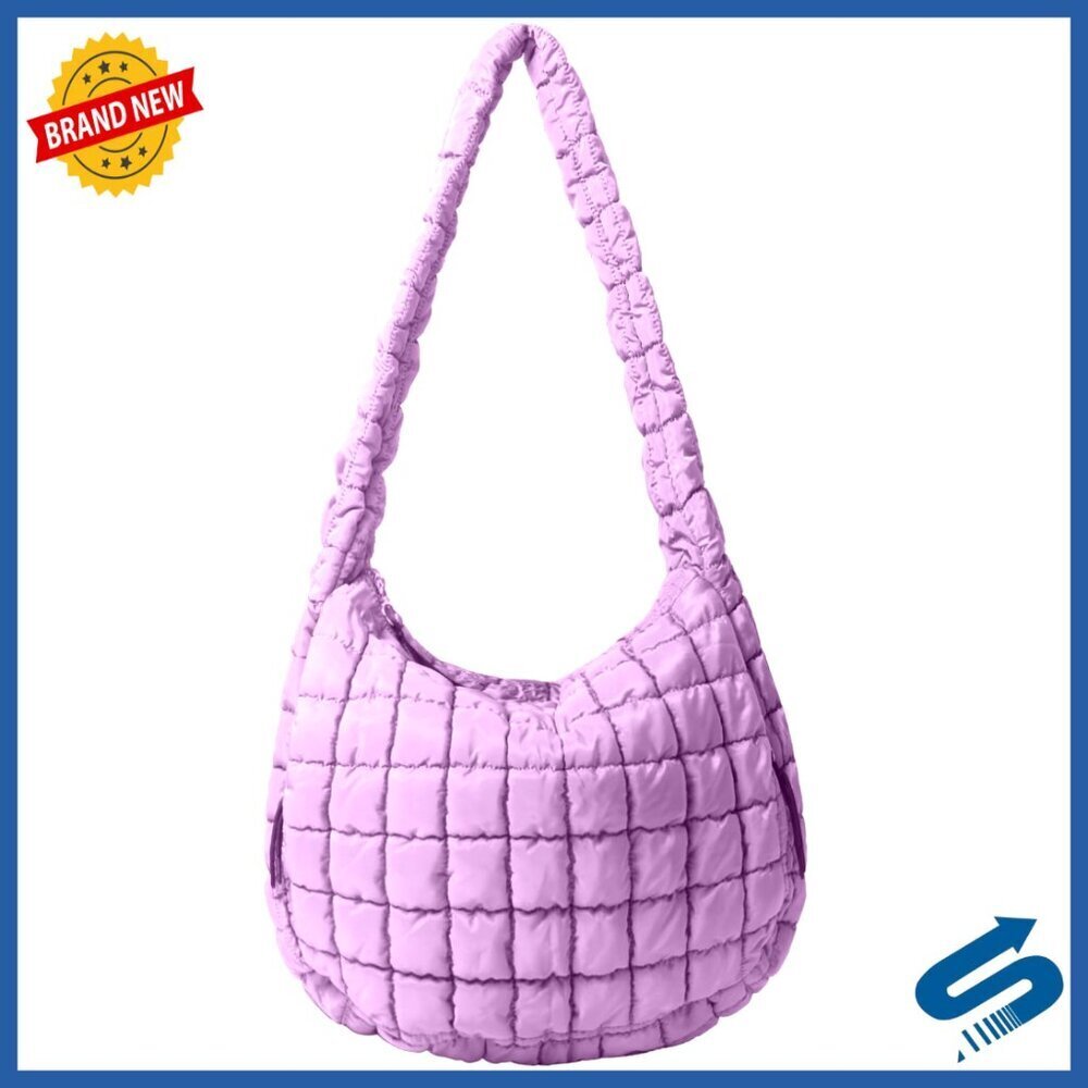 Quilted Puffer Tote Bag Large Soft Crossbody Carryall Hobo Handbag for Women
